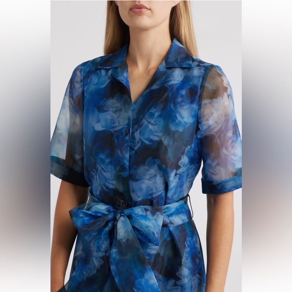 Julia Jordan Tie Belt Organza Short Sleeve Maxi Cocktail Dress 6 - Picture 4 of 9